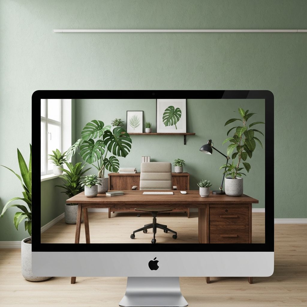 Computer mit grünem Arbeitsumfeld